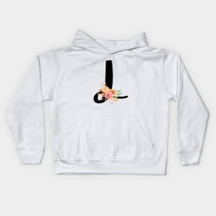 Letter L With Watercolor Floral Wreath Kids Hoodie